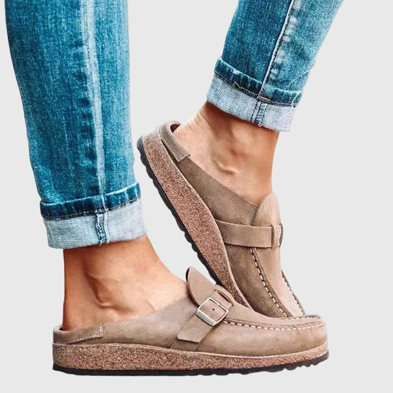 Rylee | Women's Suede Clogs Mules with Buckle Strap