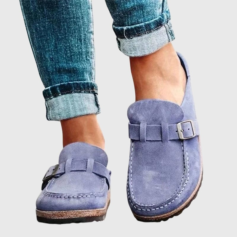 Rylee | Women's Suede Clogs Mules with Buckle Strap