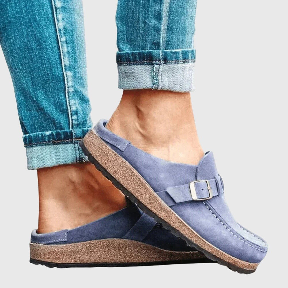 Rylee | Women's Suede Clogs Mules with Buckle Strap