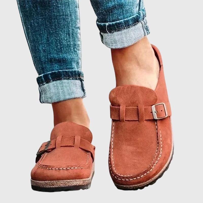 Rylee | Women's Suede Clogs Mules with Buckle Strap