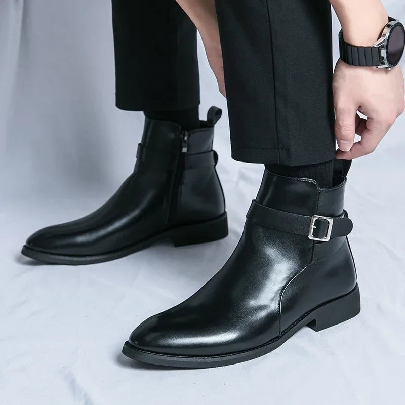 Asher | Men's Leather Chelsea Boots Side Zipper Ankle