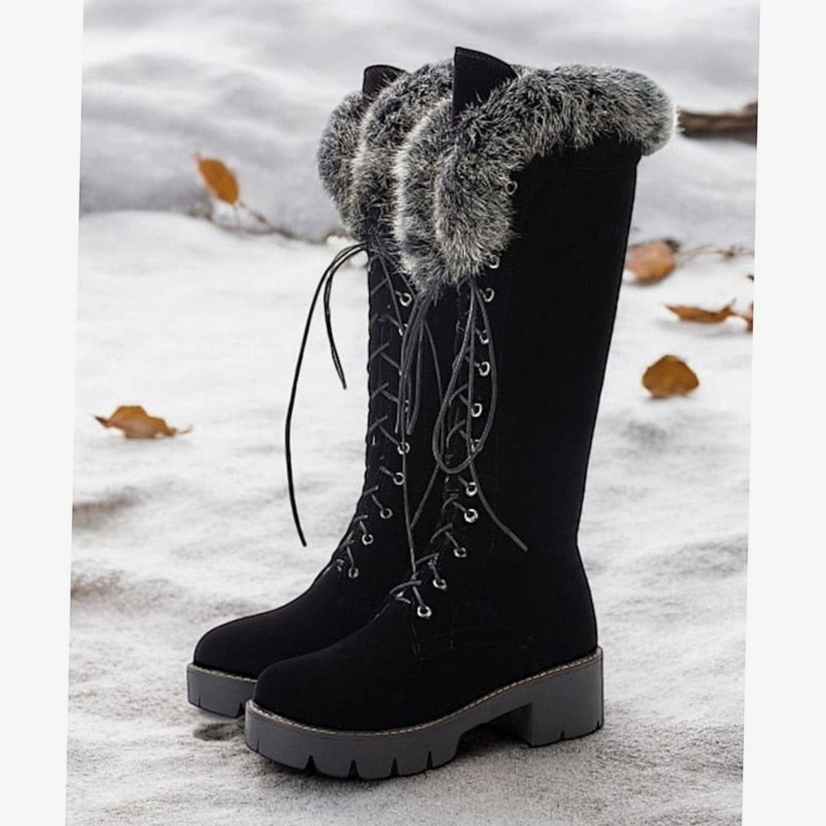 Skylar | Women's Faux Fur Snow Boots Knee High Faux Suede