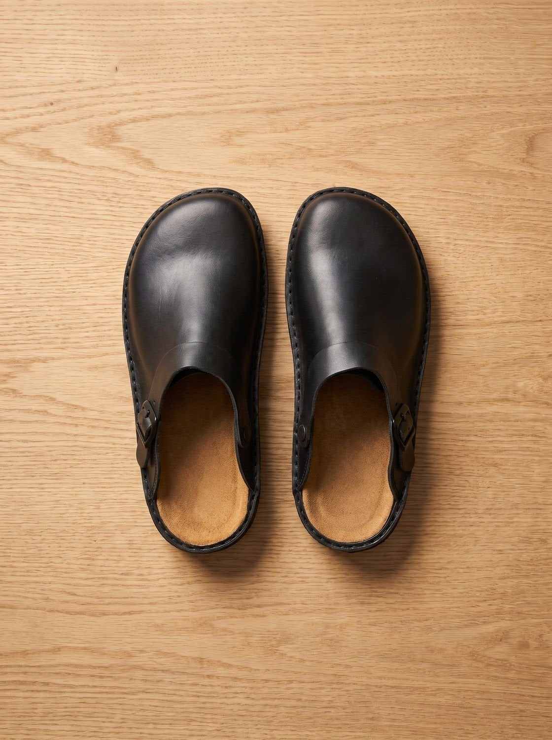 Theodore | Men's Clogs Leather Slip-On with Buckle Strap