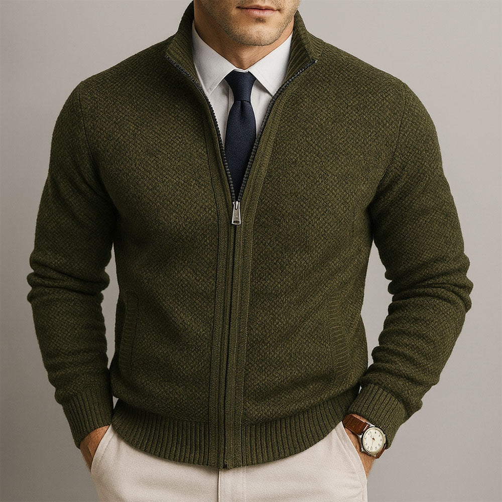 Maxwell | Men's Zip Up Cardigan Knit High Collar