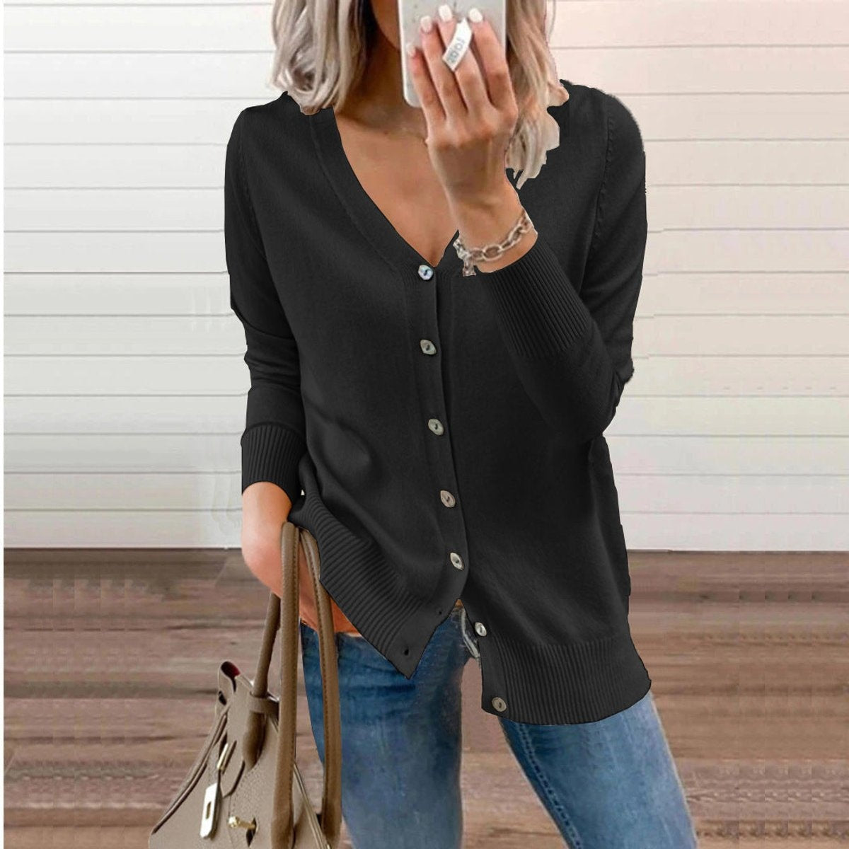 Madison | Women's Lightweight Cardigan V Neck Button Up Long Sleeve
