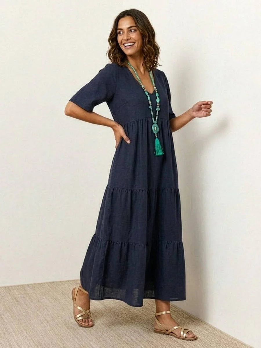 Alexandra | Women's Long Party Dress V Neck Ruffle Maxi
