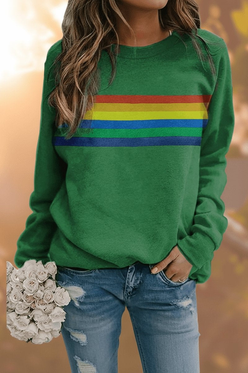 Thea | Women's Oversized Sweatshirt Rainbow Stripe Print